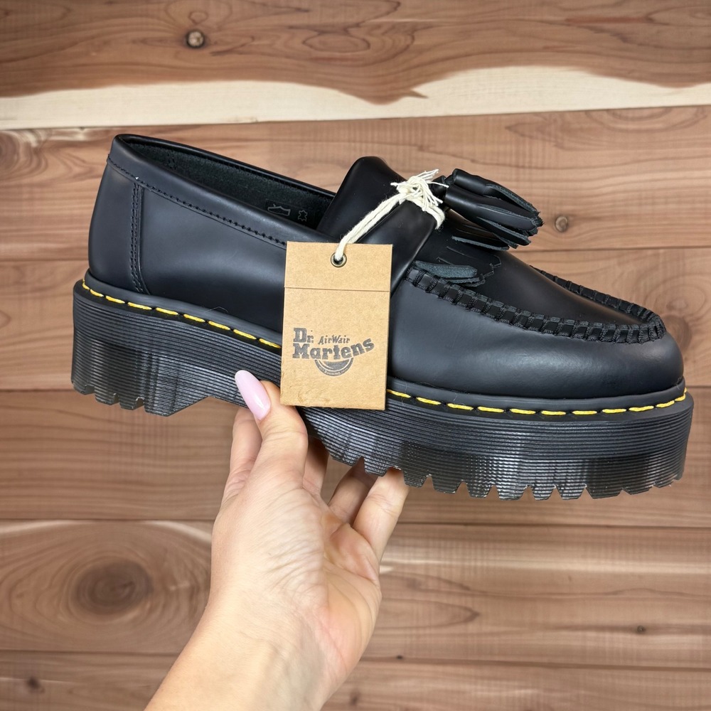 Dr Martens Women's Adrian Quad Black Leather Platform‎ Loafer Shoes size 9 - Picture 16 of 16